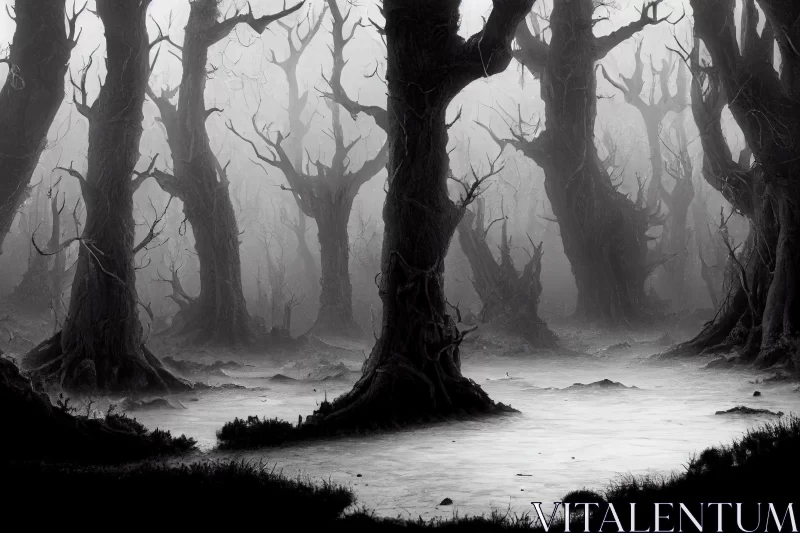 Mystery Art: Dark Fantasy Forest in the Fog | Impressive Panoramas AI Image