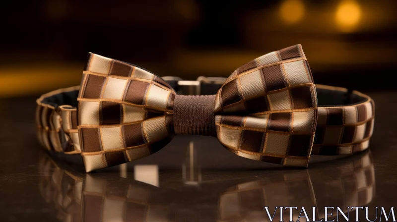 Brown & Gold Checkered Bow Tie - Luxury Fashion Accessory AI Image