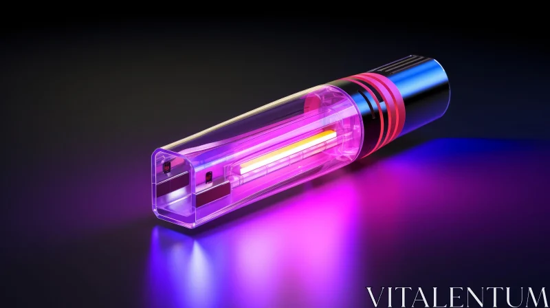 Neon Glowing USB Flash Drive 3D Rendering AI Image