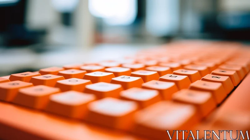 Orange Keyboard Close-Up - Plastic Keys AI Image