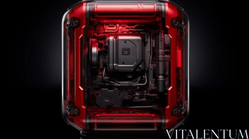 Red Transparent Computer Case 3D Rendering AI Image