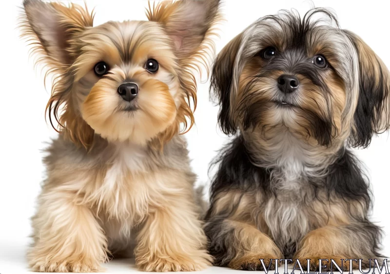 AI ART Two Small Dogs with Black and White Hair - Captivating Artwork