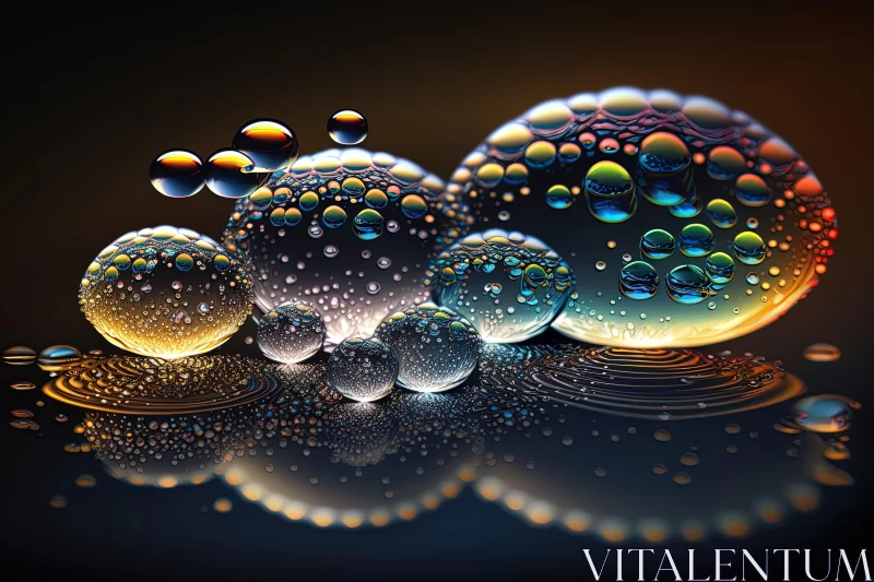 Captivating Abstract Art: Luminous Water Bubbles in Tonalist Style AI Image
