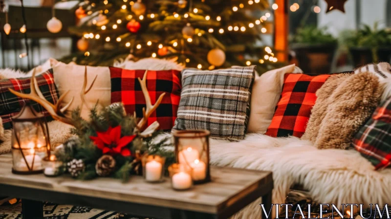 Cozy Living Room Decorated for Christmas | Festive Holiday Ambiance AI Image