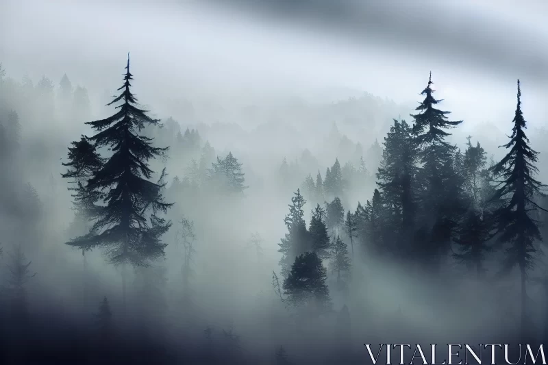 Mystical Fog Forest Wallpaper - Atmospheric Illusionism AI Image