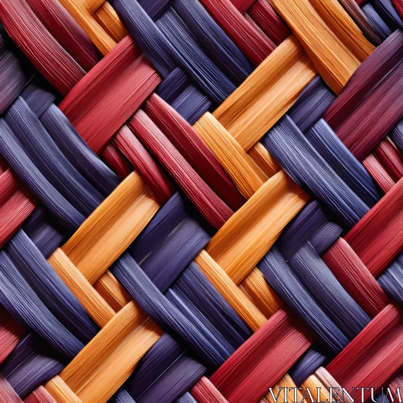 Organic Woven Straw Texture in Red Blue Yellow AI Image