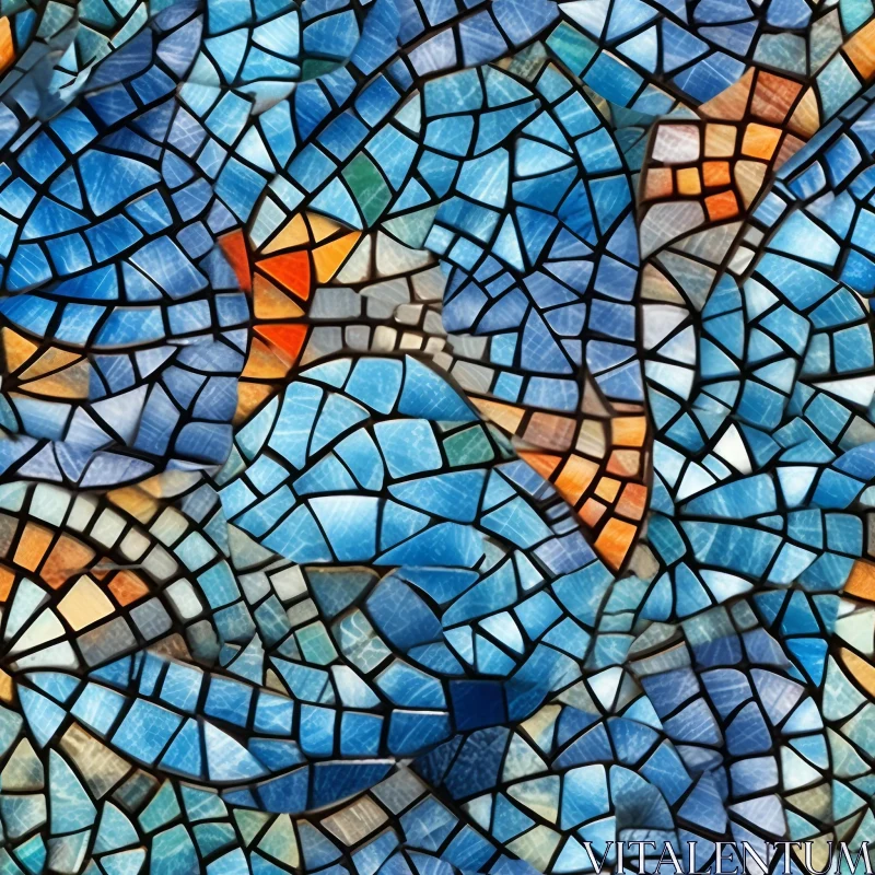 Blue Mosaic Pattern Background AI Image