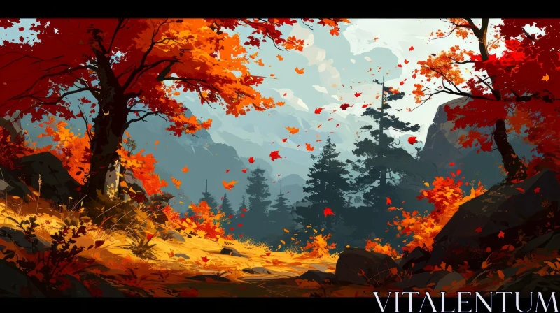 AI ART Captivating Autumn Landscape Painting - Peaceful Nature Art