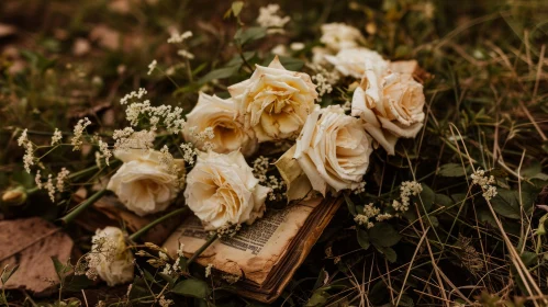 Peaceful and Serene: White Roses on an Open Book