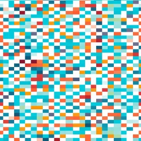 Pixelated Blue Pattern with Colorful Squares