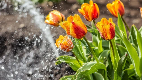 Stunning Red and Yellow Tulips in Full Bloom | Garden Photography