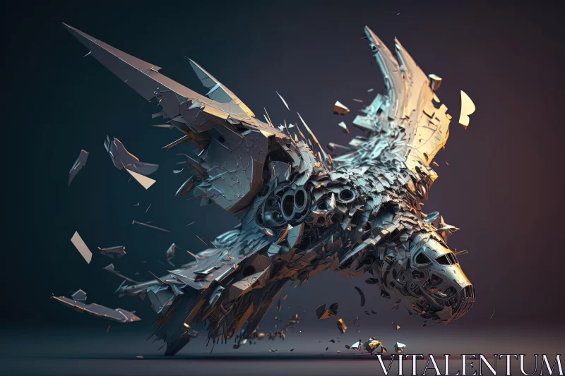 Abstract Animal Flying in a Dark Room | Mesmerizing 3D Render AI Image