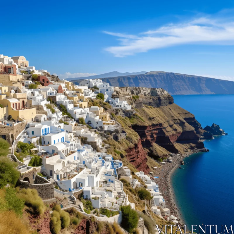 Captivating View: Village on the Cliffs of Santorini, Greece AI Image