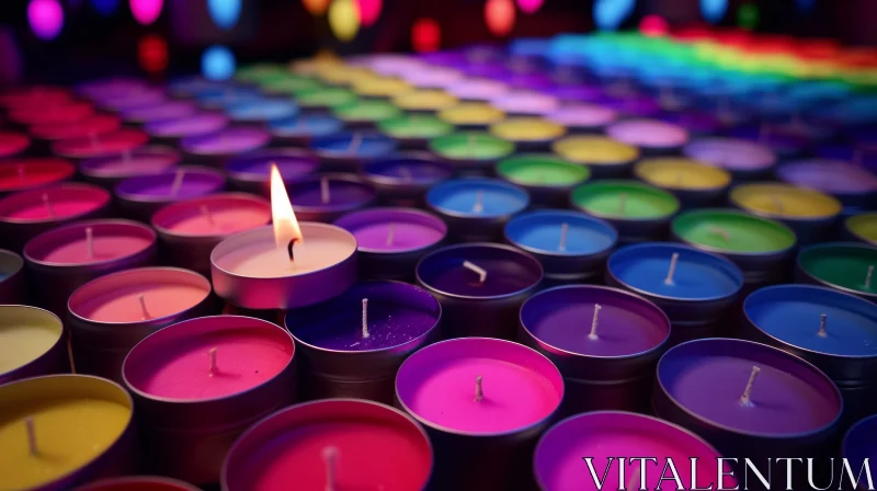 Colorful Candle Grid - Close-up Abstract Photography AI Image
