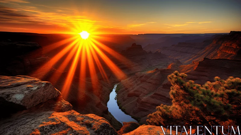Sunshine over a Magnificent Canyon: A Powerful Symbolism in Nature AI Image