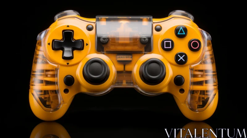 Yellow Transparent PlayStation Controller on Black Background AI Image