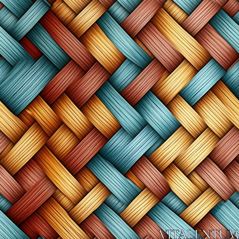 Blue and Brown Woven Texture with Basketweave Pattern AI Image