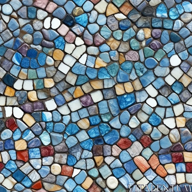 AI ART Blue Stone Mosaic Texture Background