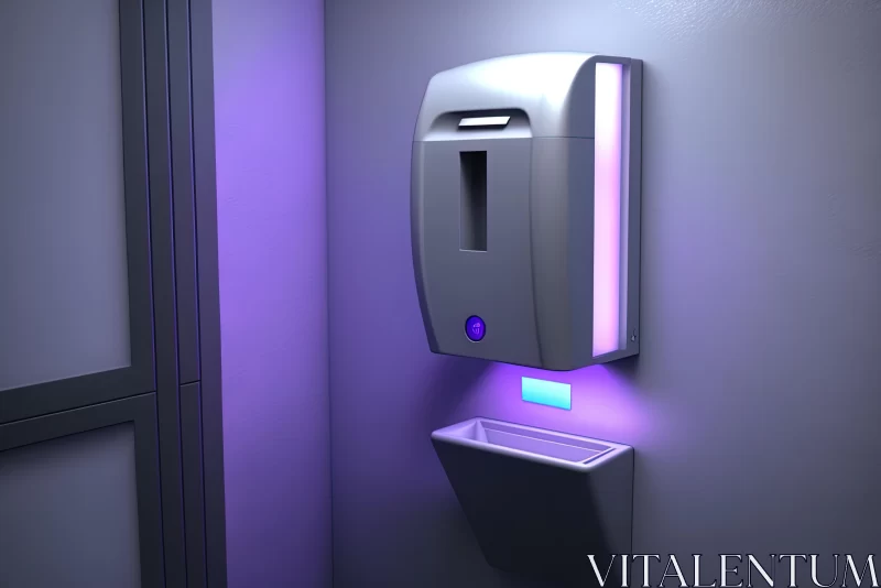 Enigmatic 3D Model of a Hand Dispenser and Toilet Paper Holder | Neon Lights AI Image