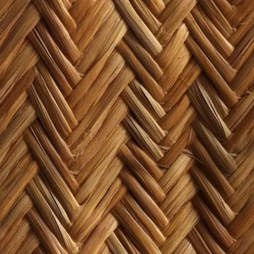 Woven Straw Mat Texture Close-Up
