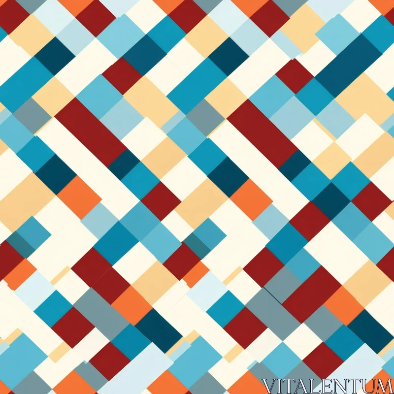 Blue, Orange, Red Geometric Pattern AI Image