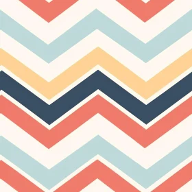 Chevron Vector Pattern in Coral, Blue, Yellow on White Background