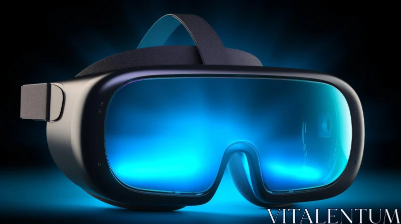 Cutting-Edge Virtual Reality Headset with Futuristic Blue Lenses AI Image