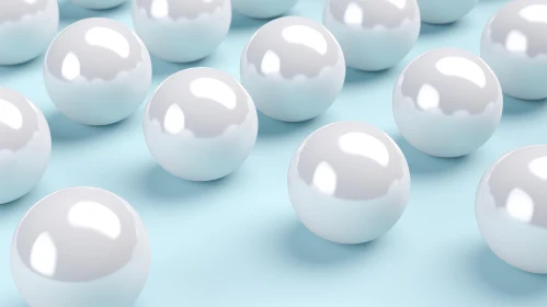Elegant White Glossy Spheres on Blue Background | 3D Illustration