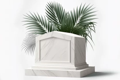 Marble Tombstone with Tropical Plant: Realistic Impression Architecture