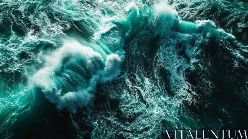 A Captivating Aerial View of a Powerful Breaking Wave AI Image