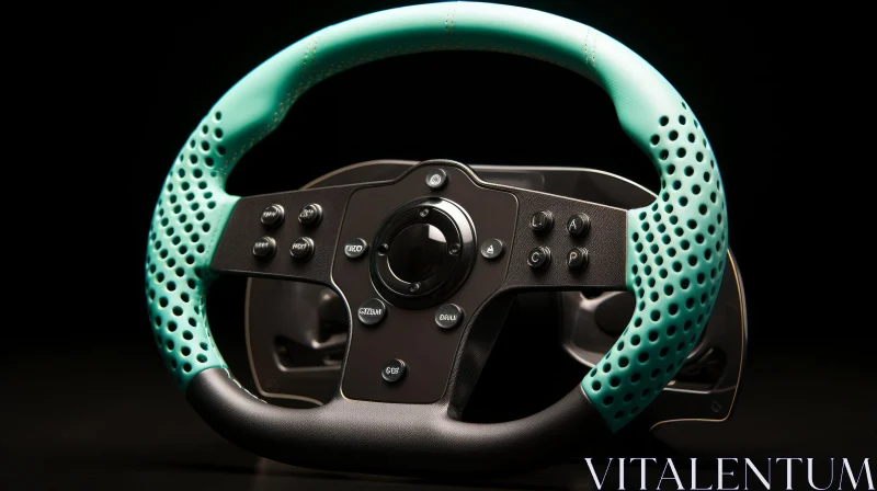 Black and Green Racing Simulator Steering Wheel AI Image