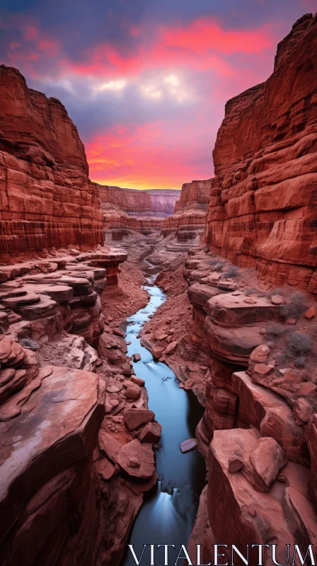 Captivating Nature: Mountainside, River, and Vibrant Fall Colors AI Image