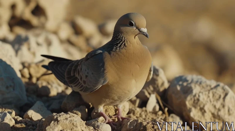 Close-Up of Pigeon Standing on Rocks AI Image