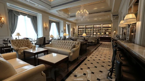 Elegant Hotel Lobby with Classic Decor and Artwork