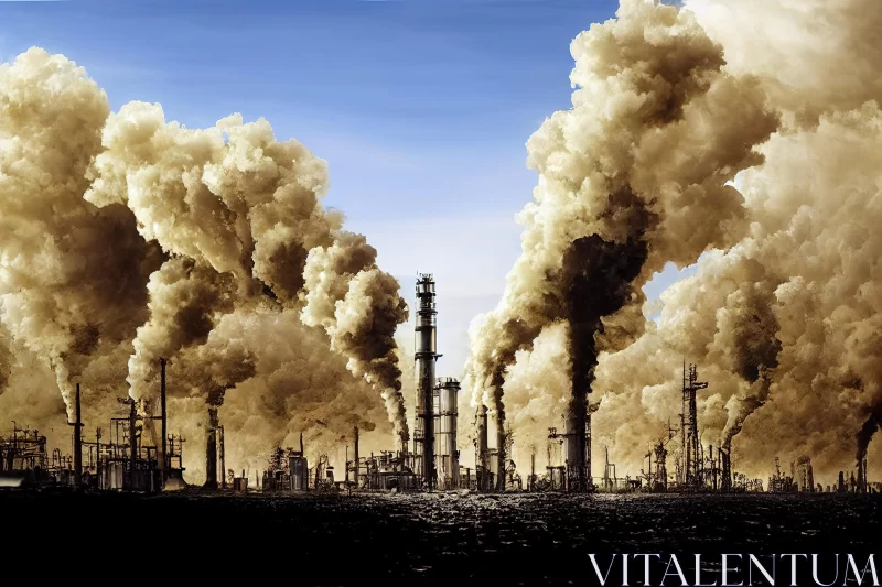 Exotic Fantasy Landscape: Industrial Pollution in Digitally Enhanced Style AI Image