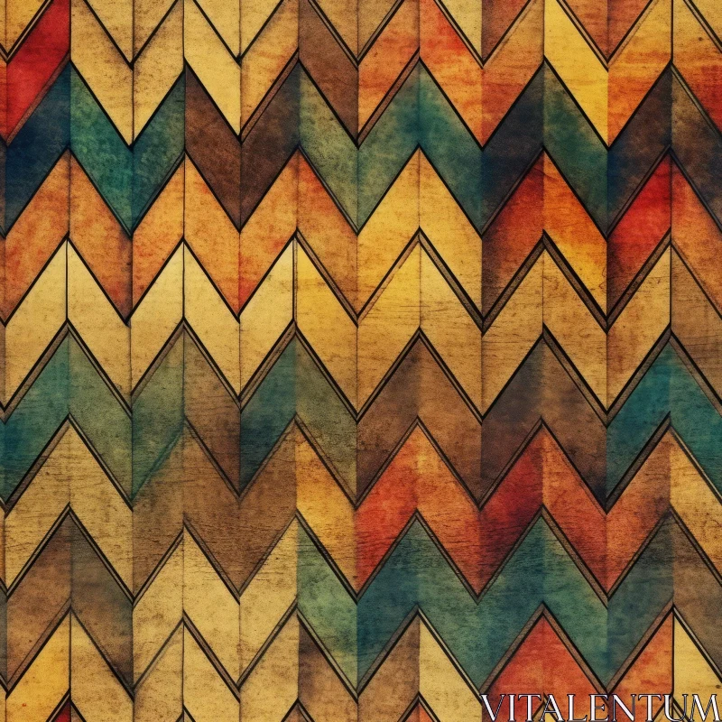 Multicolored Wooden Planks Herringbone Pattern AI Image
