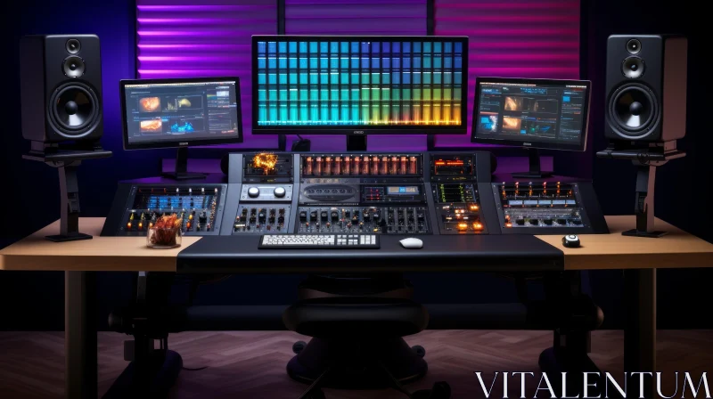 Professional Audio Mixing Studio - Console, Monitor, Speakers AI Image
