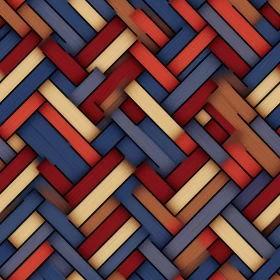 Staggered Basket Weave Pattern in Blue, Red, Brown, and Tan