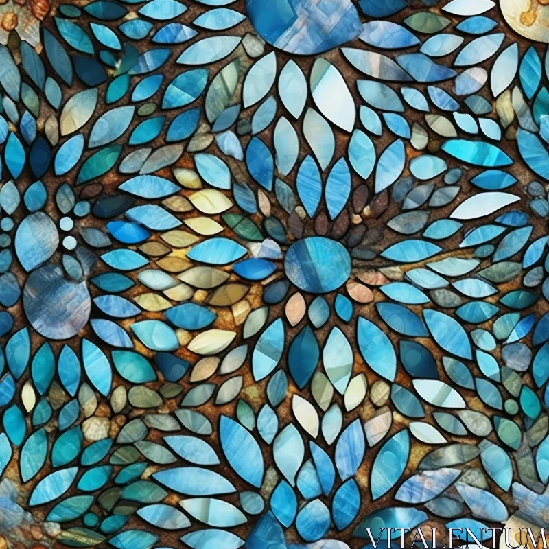 Circular Blue and Green Mosaic Tiles Pattern AI Image