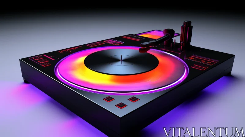 3D Rendering Turntable with Rainbow-Colored Platter AI Image
