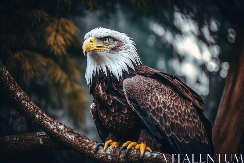 Captivating Bald Eagle Perched on Branches | Tilt-Shift Photography AI Image
