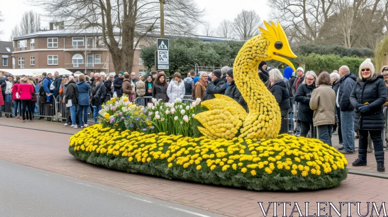 AI ART Captivating Street Parade with Magnificent Swan Float