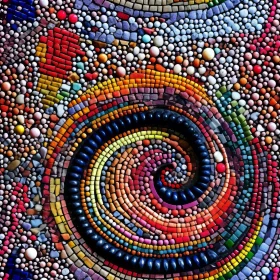 Intricate Mosaic Artwork - Spiraling Colorful Tiles