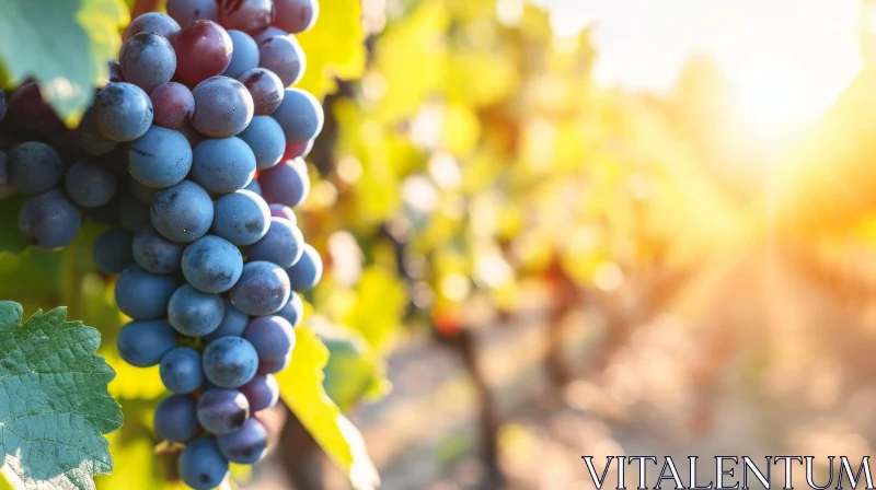 Ripe Blue Grapes on a Sunny Day - Vineyard Photography AI Image