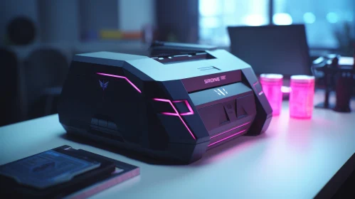 Sleek Futuristic Black and Pink Computer Case Design