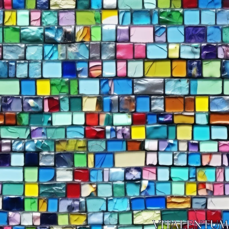 AI ART Colorful Staggered Square Tile Mosaic Art