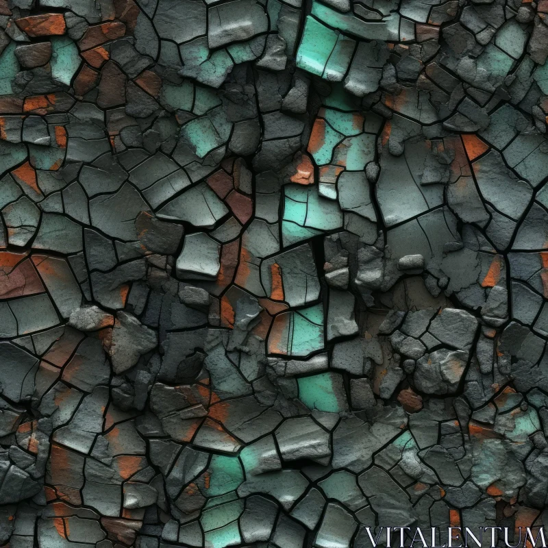 Cracked Paint Texture - Dark Gray and Teal Undertones AI Image