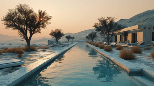 Luxury Villa with Pool in Desert Landscape | 3D Rendering