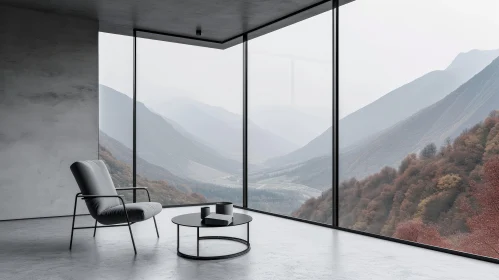 Minimalist Modern Living Room with Stunning Mountain Views