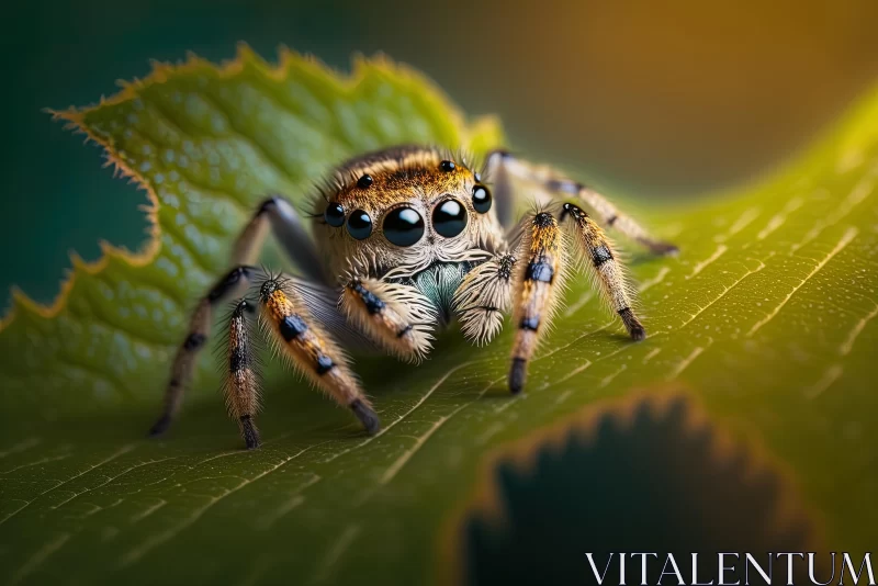 Captivating Spider on Leaf | Photorealistic Portrait AI Image